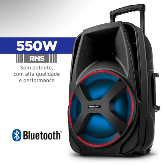 Caixa De Som Mondial 550W Rms Blue Cm550 Preto