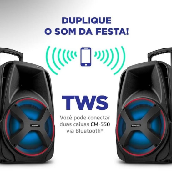 Caixa De Som Mondial 550W Rms Blue Cm550 Preto