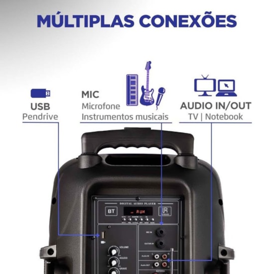 Caixa De Som Mondial 550W Rms Blue Cm550 Preto