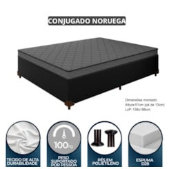 Cama Box Conjugado Casal Noruega Preto Cama Box Conjugado Casal Noruega Preto
