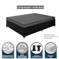 Cama Box Conjugado Casal Noruega Preto