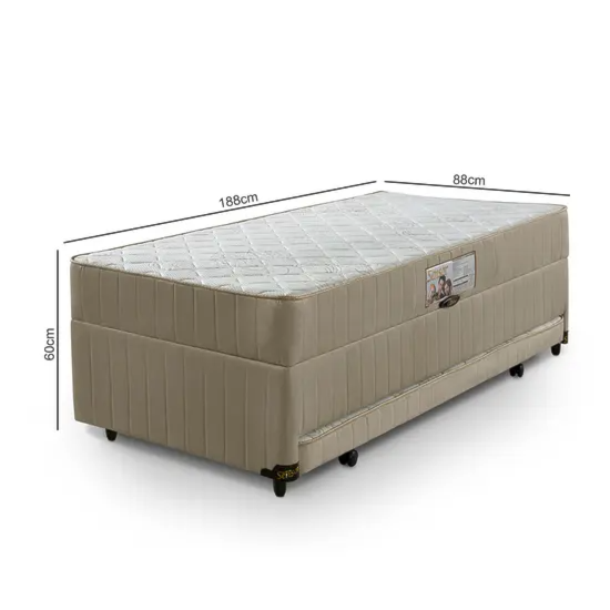Cama Box Solteiro Com Auxiliar E Baú Magnifico Teen 3 Em 1 Bege