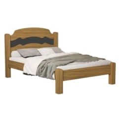 Cama Casal Mdf E Madeira Maciça Iris Freijo Grafite Freij