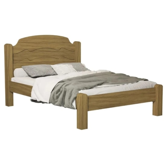 Cama Casal Mdf E Madeira Maciça Iris Freijo Grafite Freij