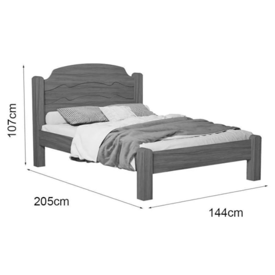 Cama Casal Mdf E Madeira Maciça Iris Nature Off White