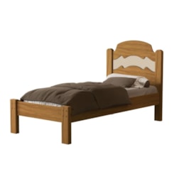 Cama Solteiro Mdf E Madeira Maciça Iris Nature Off White