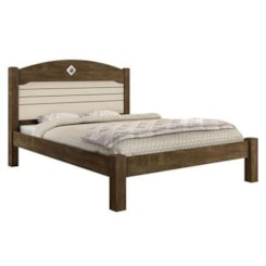 Cama Solteiro Mdf E Madeira Maciça Kely Castanho Wood Off Wt