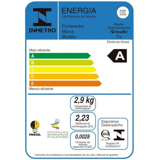 Centrifuga De Roupas Dry 8,8 Kg Mueller Branco Centrifuga De Roupas Dry 8,8 Kg Mueller Branco
