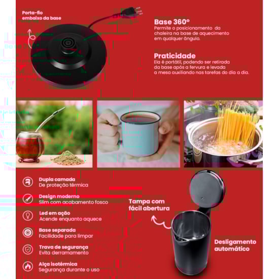 Chaleira Eletrica 1.8 Aroma Agratto 220V Preto Chaleira Eletrica 1.8 Aroma Agratto 220V Preto