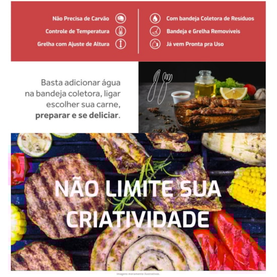 Churrasqueira Elétrica Agratto 220V Preto Churrasqueira Elétrica Agratto 220V Preto