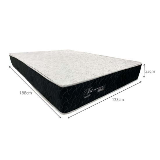 Colchão Casal Fit 180Kg D45 138X188x25cm Malha Branco M2 A10 Colchão Casal Fit 180Kg D45 138X188x25cm Malha Branco M2 A10
