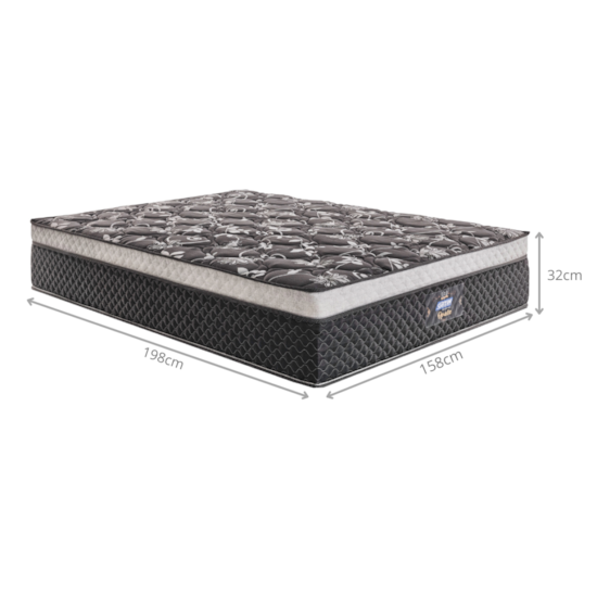 Colchão Casal Mola Opala Negro 158X188x32cm Gazin Preto