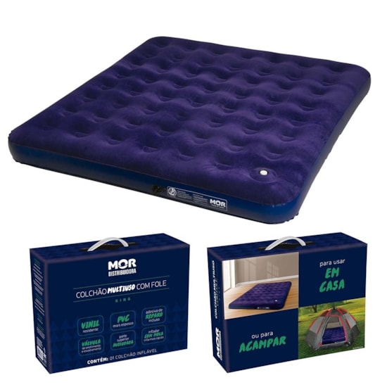 Colchão Inflável Casal Mor Azul Colchão Inflável Casal Mor Azul