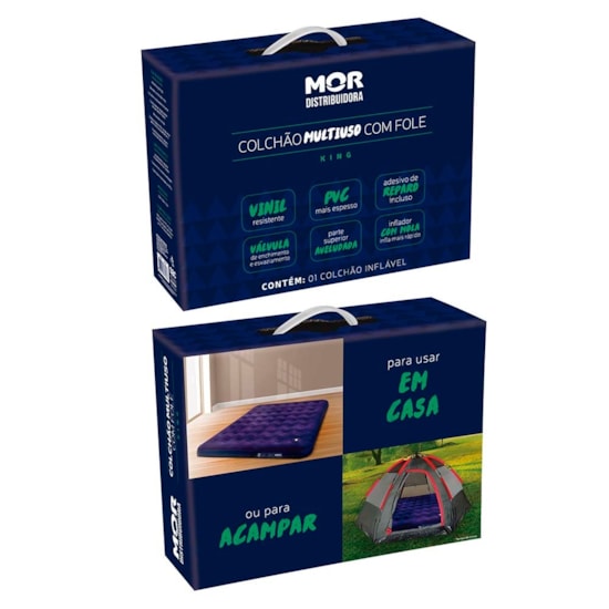 Colchão Inflável Casal Mor Azul Colchão Inflável Casal Mor Azul