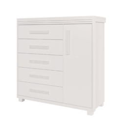 Comoda 4 Gav 116Cm 1P Londres Fenix Mdf Branco Comoda 4 Gav 116Cm 1P Londres Fenix Mdf Branco
