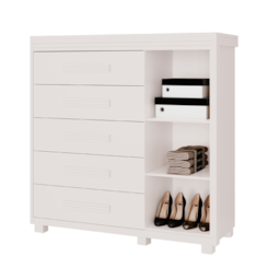 Comoda 4 Gav 116Cm 1P Londres Fenix Mdf Branco Comoda 4 Gav 116Cm 1P Londres Fenix Mdf Branco