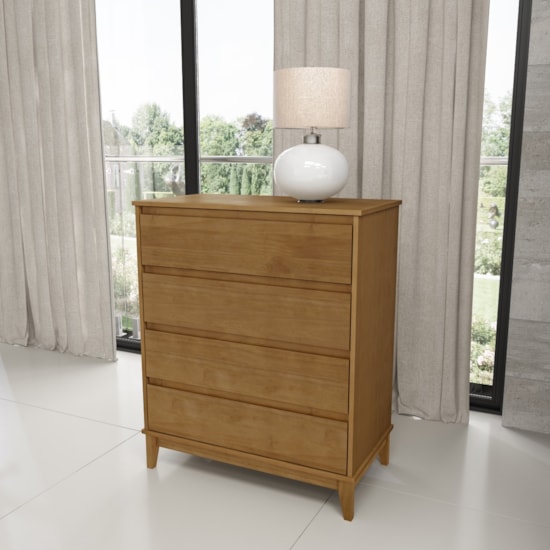 Comoda 4 Gav 80,8Cm Prata Finestra Freijó Comoda 4 Gav 80,8Cm Prata Finestra Freijó