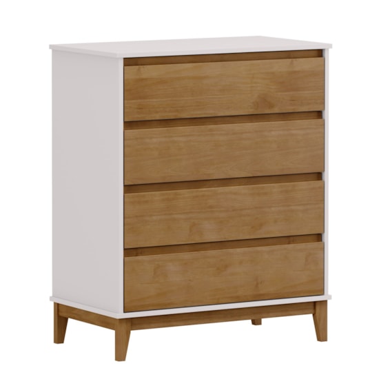 Comoda 4 Gav 80,8Cm Prata Finestra Freijó Off White Comoda 4 Gav 80,8Cm Prata Finestra Freijó Off White