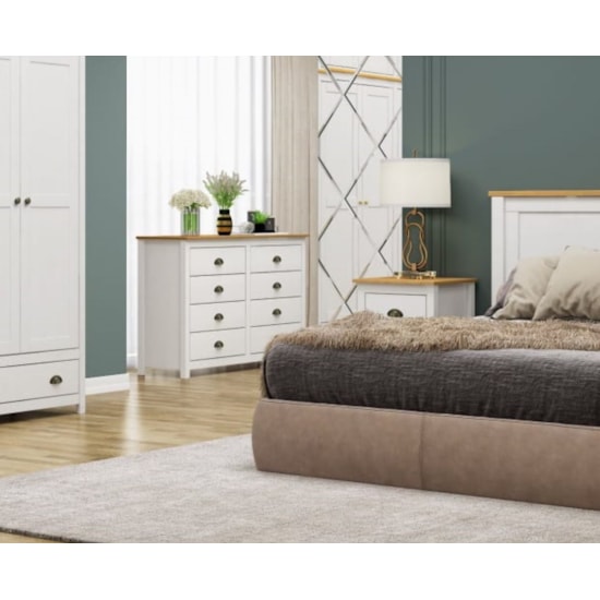 Comoda 4 Gav 80Cm Topázio Finestra Branco Carvalho