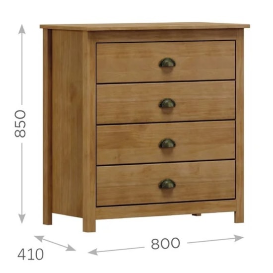 Comoda 4 Gav 80Cm Topázio Finestra Freijó