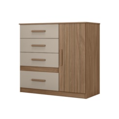Comoda 4 Gav 97Cm 1 Porta Venus Moval Carvalho/Fendi Comoda 4 Gav 97Cm 1 Porta Venus Moval Carvalho/Fendi