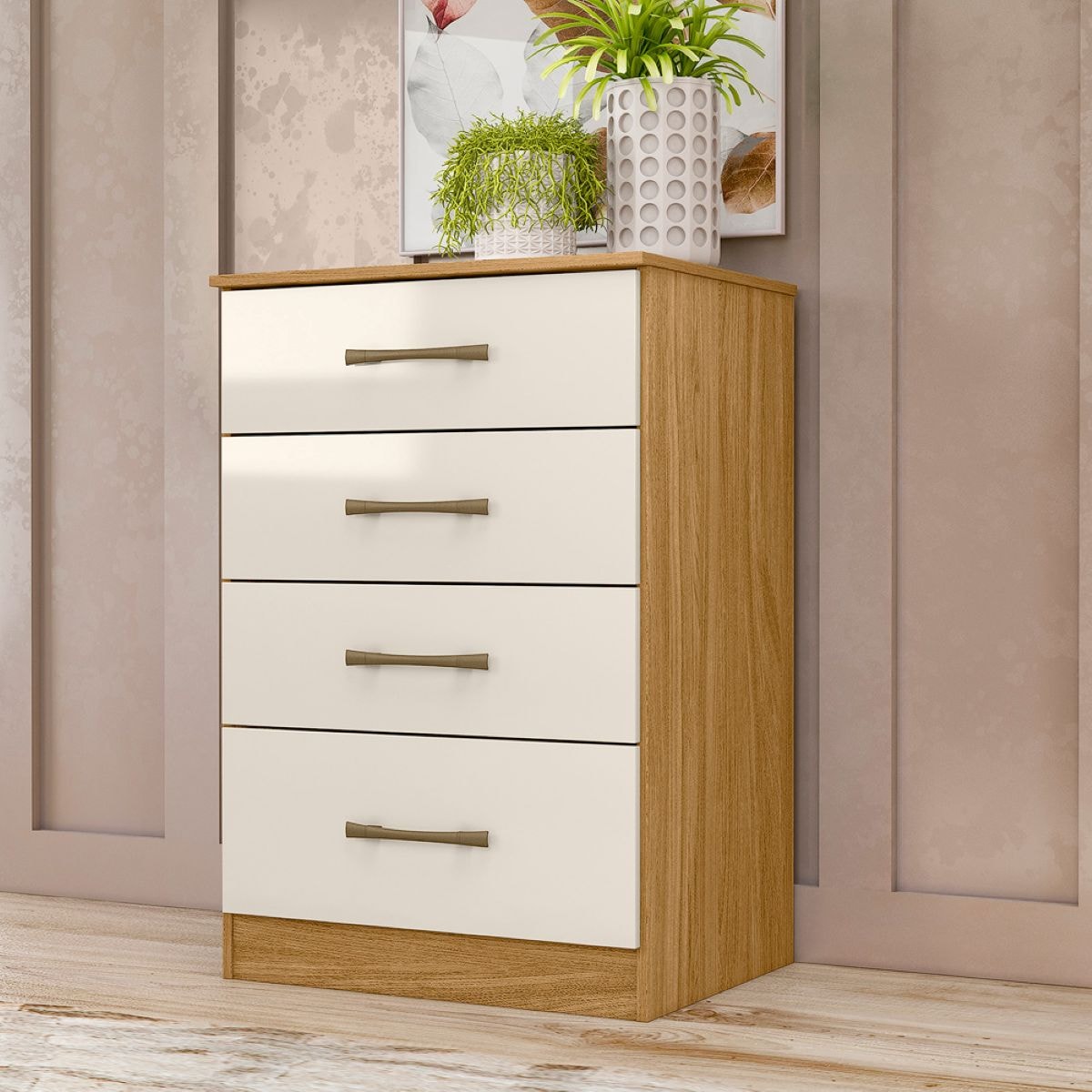 Comoda 4 Gav Ms913 Moval Freijó Off White - Eletrolar