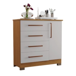 Comoda 4 Gavetas 1 Porta 1,08 Metros Nt5 Freijó Off White