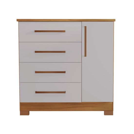 Comoda 4 Gavetas 1 Porta 1,08 Metros Nt5 Freijó Off White