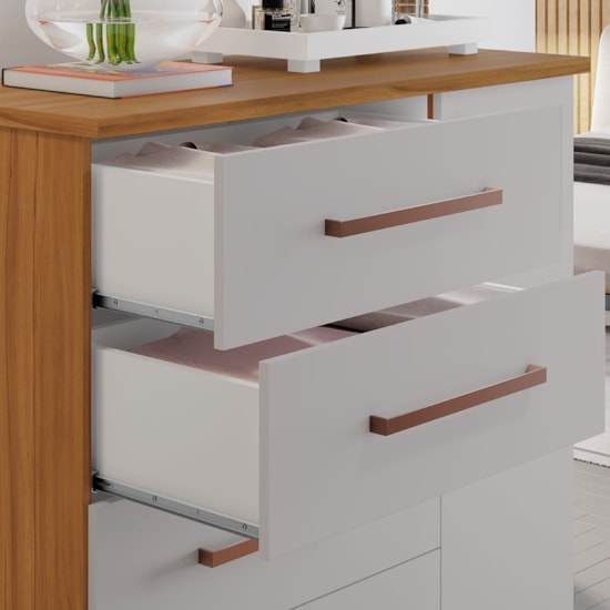 Comoda 4 Gavetas 1 Porta 1,08 Metros Nt5 Freijó Off White