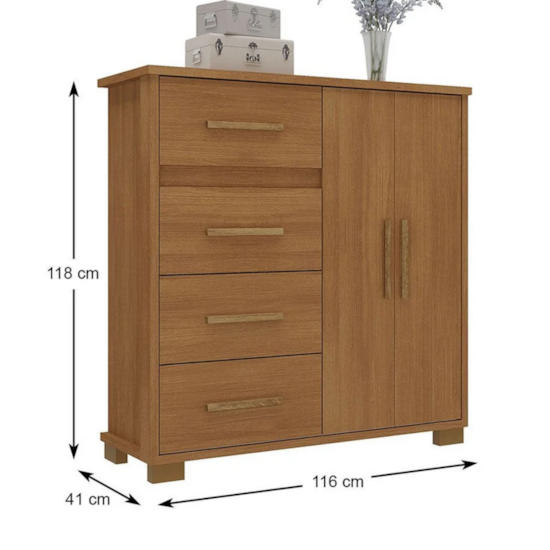 Cômoda 4 Gavetas 2 Portas Bella Rodial Cinamomo Cômoda 4 Gavetas 2 Portas Bella Rodial Cinamomo