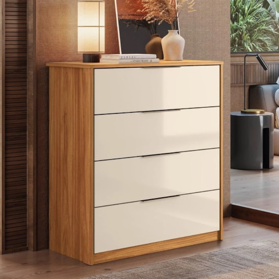 Comoda 4 Gavetas Alia Demobile Cinamomo Off White