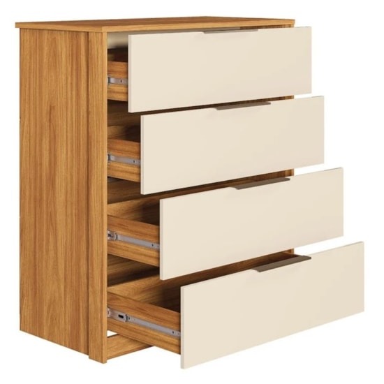 Comoda 4 Gavetas Alia Demobile Cinamomo Off White