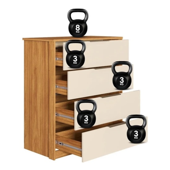 Comoda 4 Gavetas Alia Demobile Cinamomo Off White