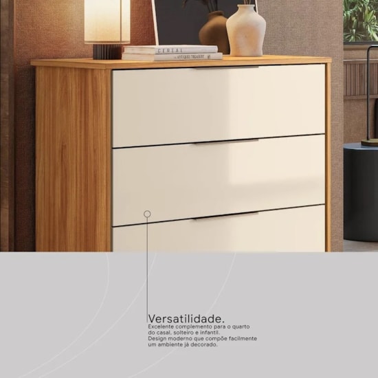 Comoda 4 Gavetas Alia Demobile Cinamomo Off White