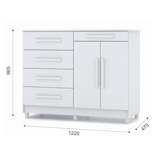 Comoda 5 Gav 122Cm 2 Ptas Vila Rica Branco Comoda 5 Gav 122Cm 2 Ptas Vila Rica Branco