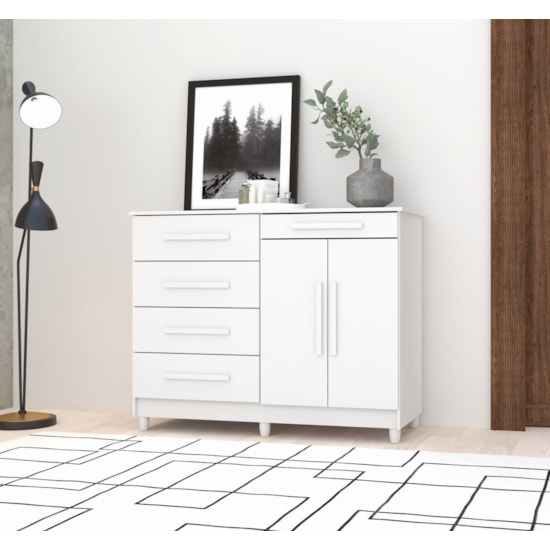 Comoda 5 Gav 122Cm 2 Ptas Vila Rica Branco Comoda 5 Gav 122Cm 2 Ptas Vila Rica Branco