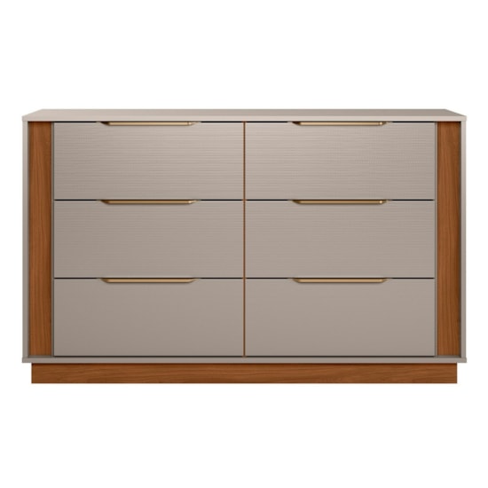 Comoda 6 Gavetas Giardino Demóbile Nogueira/Nude Prime