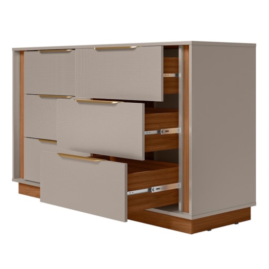 Comoda 6 Gavetas Giardino Demóbile Nogueira/Nude Prime