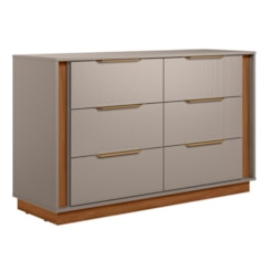 Comoda 6 Gavetas Giardino Demóbile Nogueira/Nude Prime