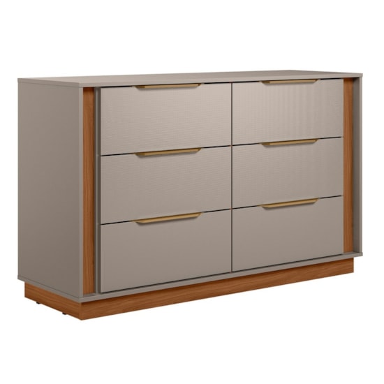 Comoda 6 Gavetas Giardino Demóbile Nogueira/Nude Prime