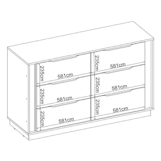 Comoda 6 Gavetas Giardino Demóbile Nogueira/Nude Prime