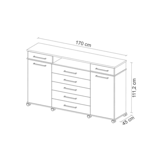 Comoda 7 Gav 170Cm London Demóbile Branco Comoda 7 Gav 170Cm London Demóbile Branco