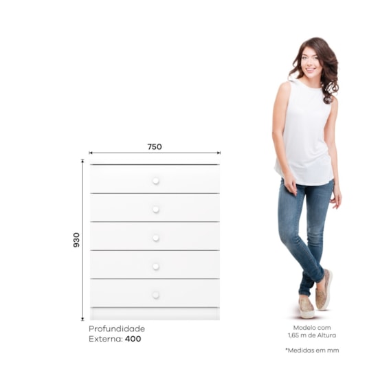 Comoda Bala De Menta 5 Gav Henn Branco