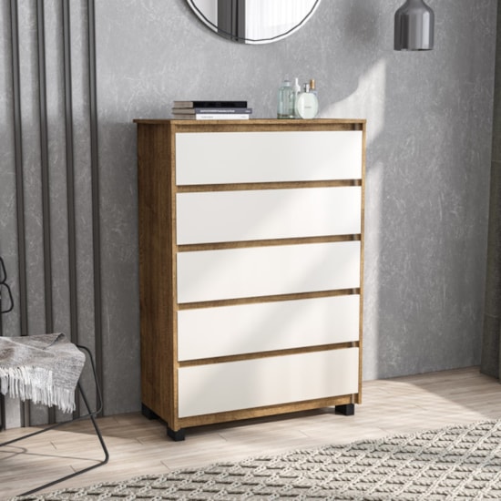 Comoda Coimbra 5 Gavetas Coimbra Mdp Freijó Off White