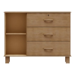 Comoda Madeira 3 Gavetas 1 Porta Bronze Finestra Freijó