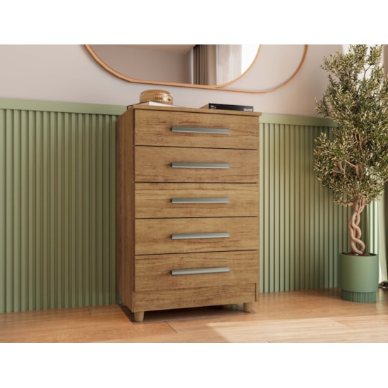 Comoda Paola 5 Gavetas Rud Rack Cedro