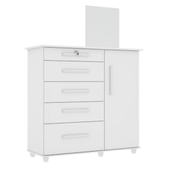 Cômoda Sapateira 5Gavetas Savana C/Chave Branco Cômoda Sapateira 5Gavetas Savana C/Chave Branco