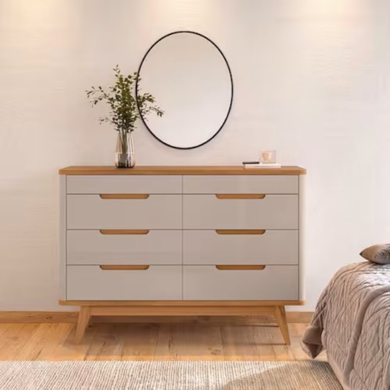 Comoda Vicenza 8 Gavetas Off White Cedro