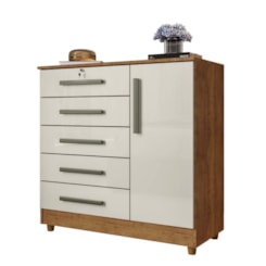 Comoda Vitoria Ii 5Gav 1P Rud Rack Cedro/Areia