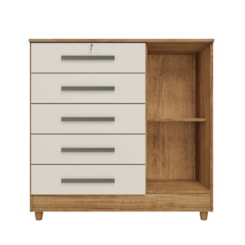 Comoda Vitoria Ii 5Gav 1P Rud Rack Cedro/Areia